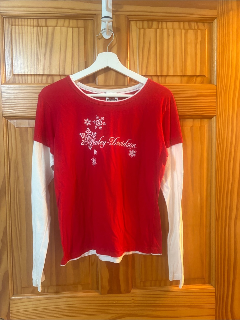 ⭐️Harley Davidson Size Small Red Long-Sleeve 90s Vintage Style Shirt - Picture 3 of 5
